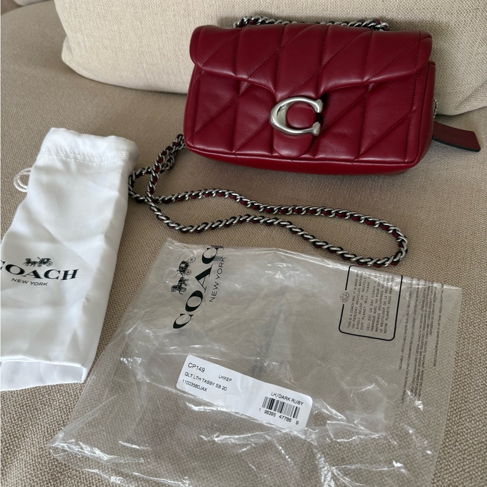 Coach Dark Red Quilting SB Tabby 20